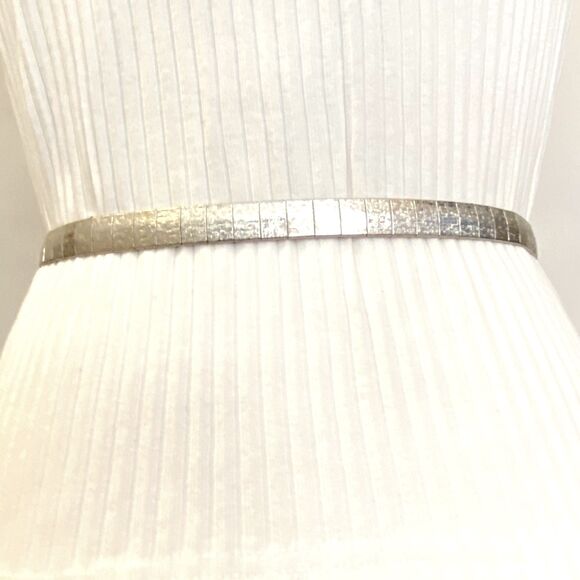 Frosted Silver ToneBelt Small XSmall Waist Segmented Skinny Link Metallic - Picture 3 of 11